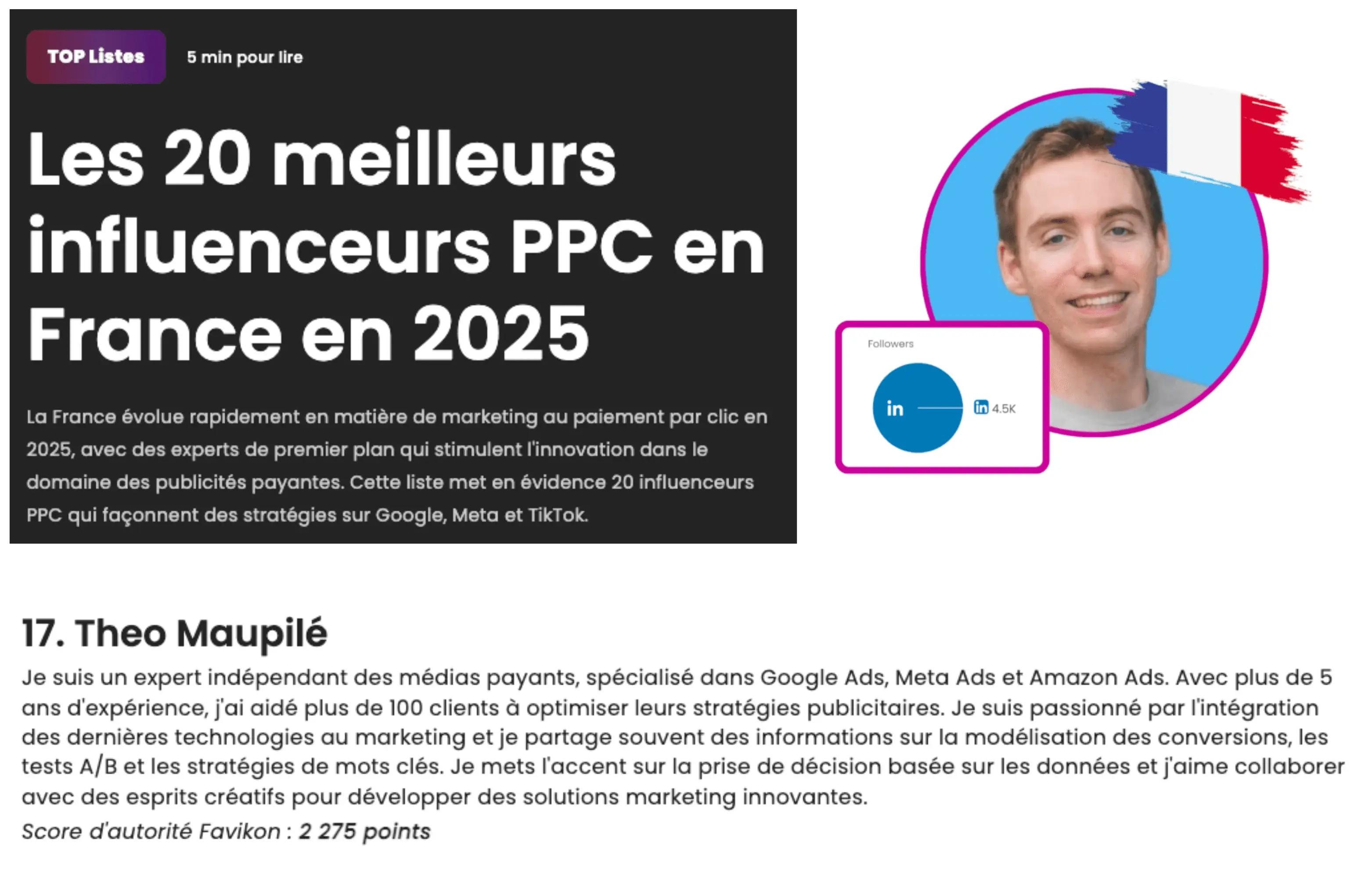 Top 20 PPC France 2025 - Favikon